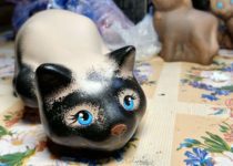Фигурка Кошка из глины ручной