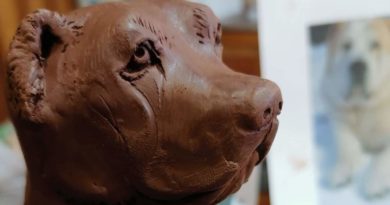 собака алабай из глины ручной работы